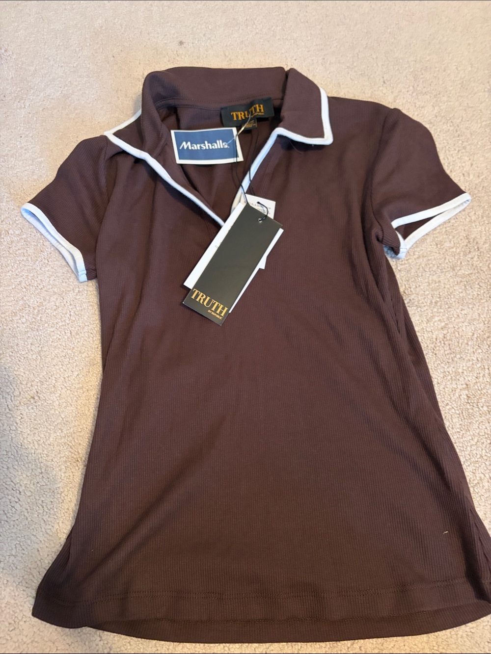 Truth Brown Polo Top with White Trim